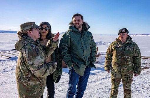 Vice President JD Vance and second lady Usha Vance tour the U.S. military's Pituffik Space Base in Greenland, Friday, March 28, 2025. (Jim Watson/Pool via AP)